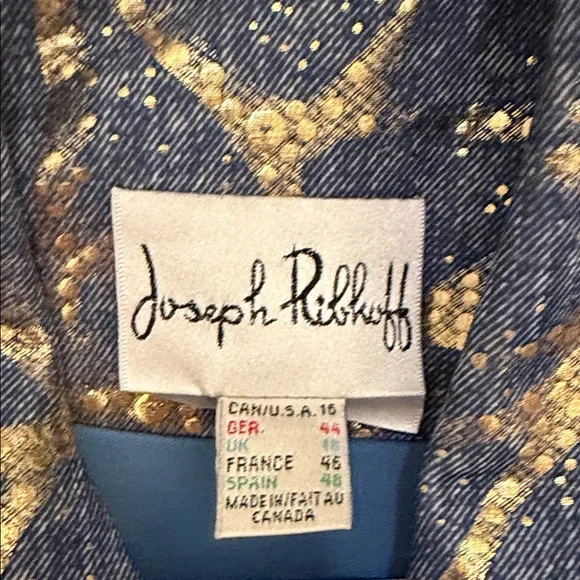 Joseph Ribkoff Gold and Navy Patterned Jacket - Picture 2 of 7